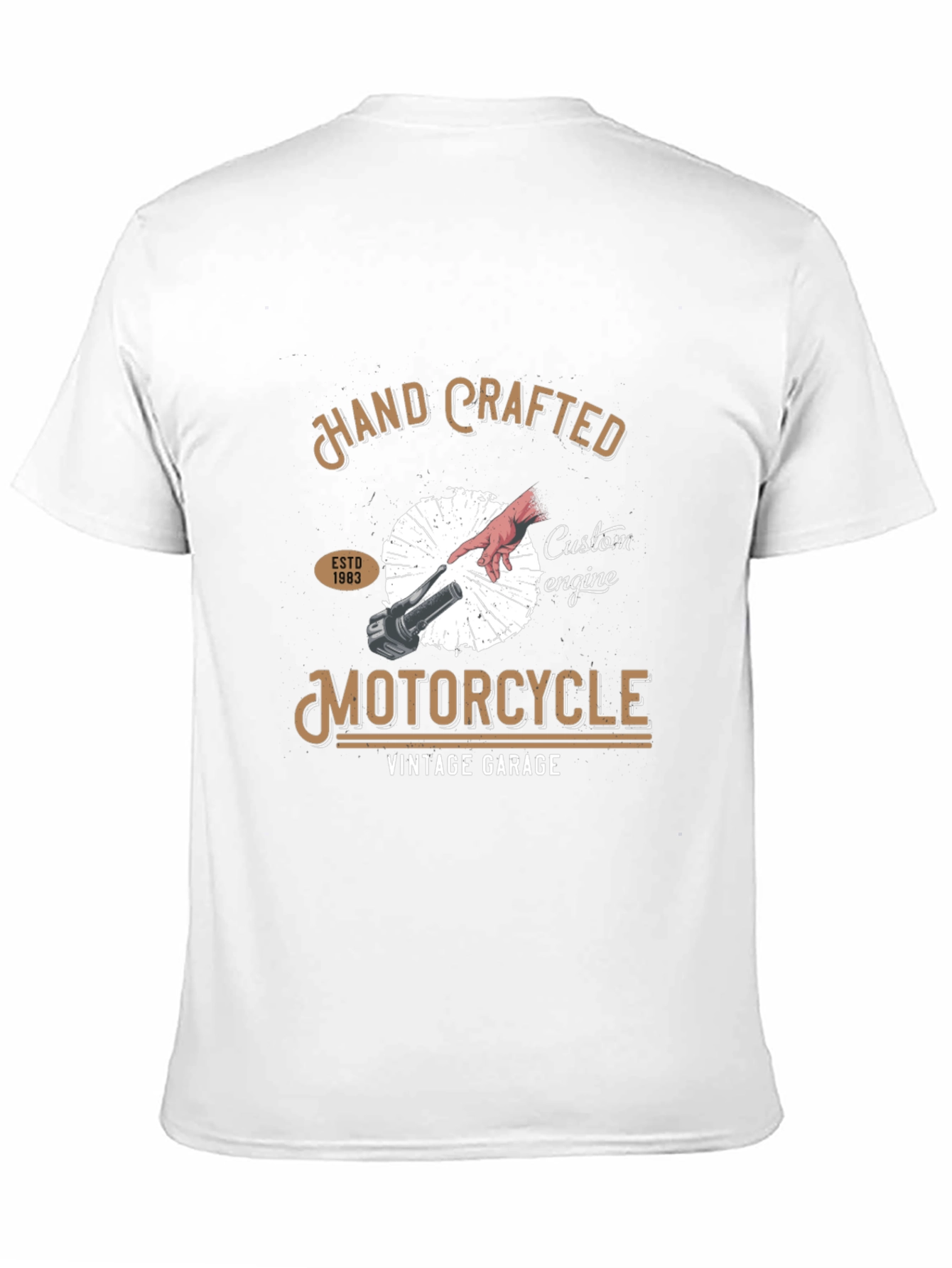 Black Hand Crafted Motorcycle Vintage Garage Tee view 11