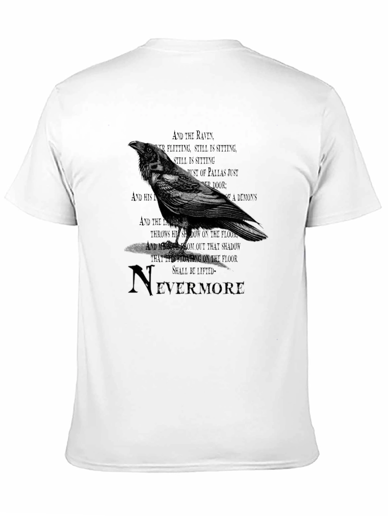 Black Raven Nevermore Graphic T-Shirt - Edgar Allan Poe Inspired view 11