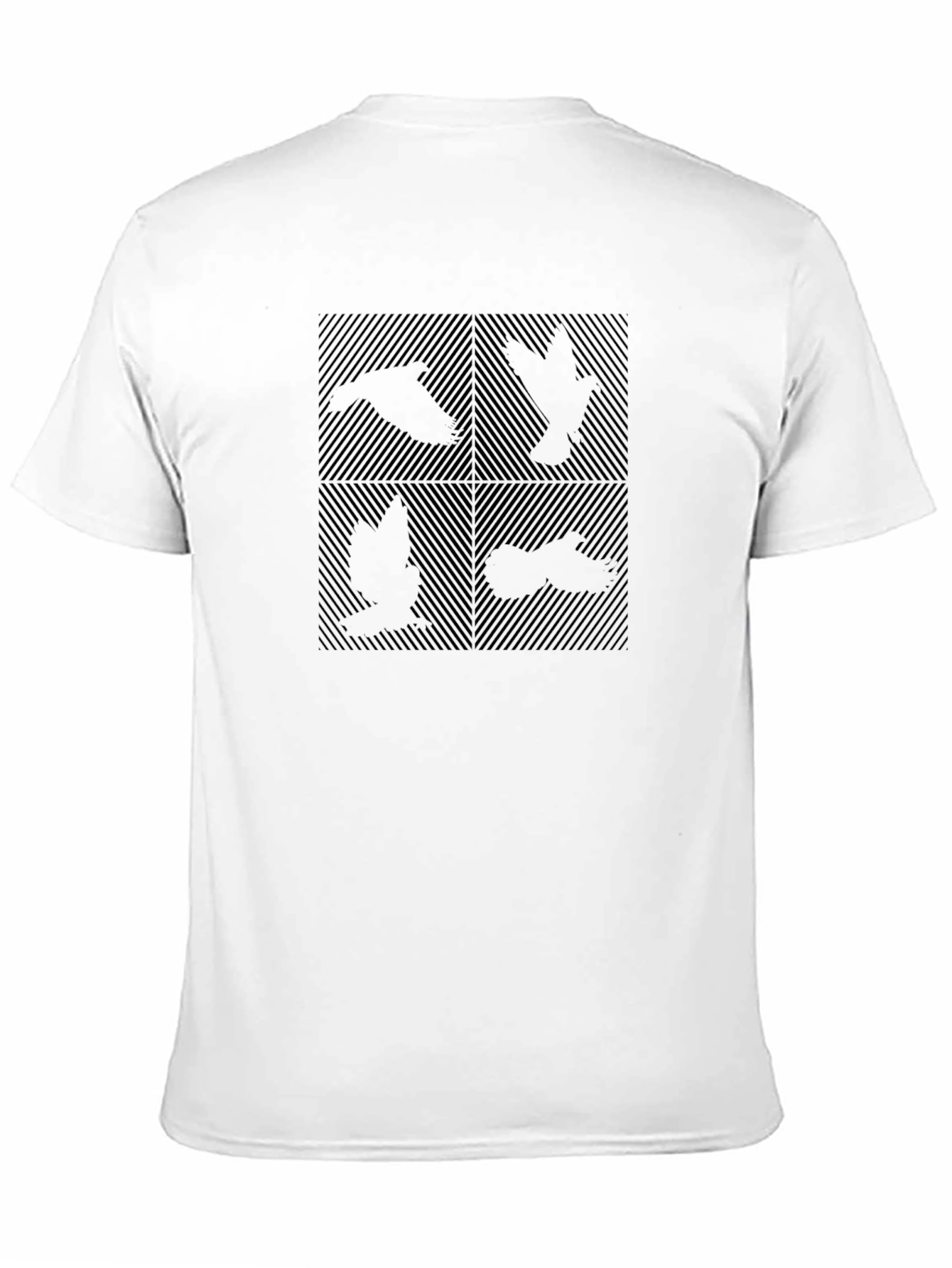 Black Abstract Bird Silhouette Graphic Black T-Shirt view 11