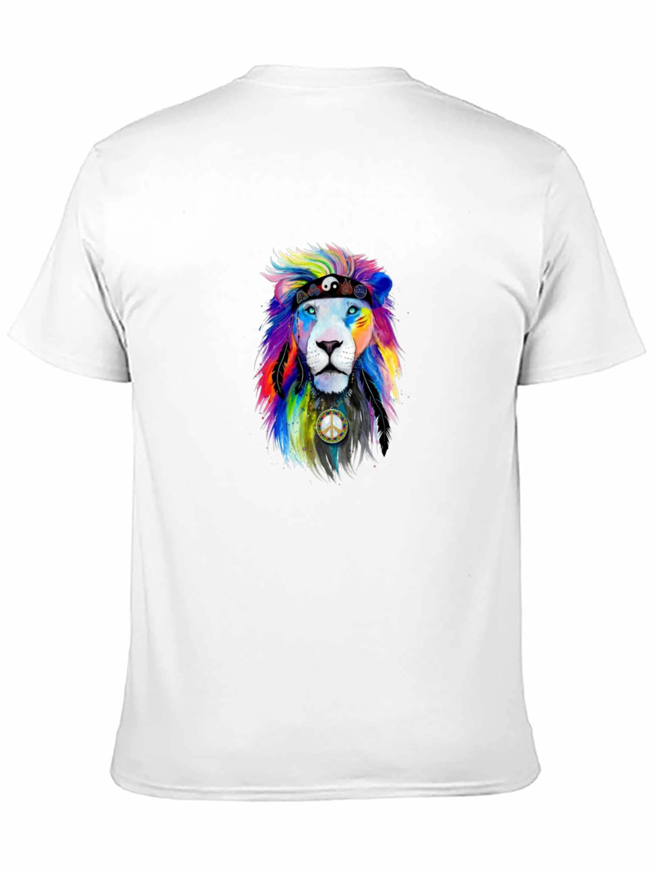Black Rainbow Lion Peace Sign Graphic Tee view 11