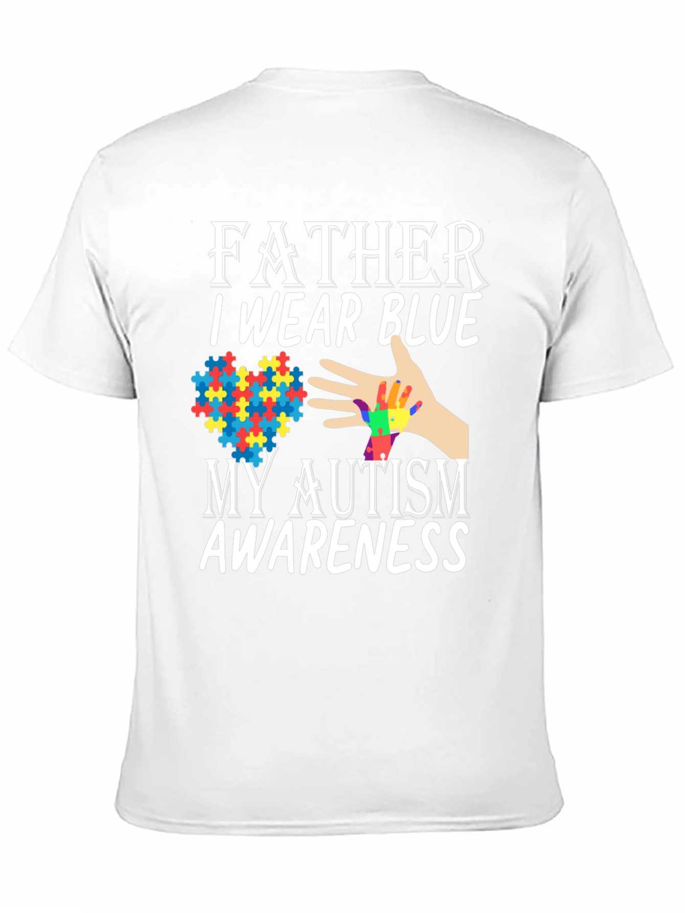 Black Father Autism Awareness Blue T-Shirt view 11