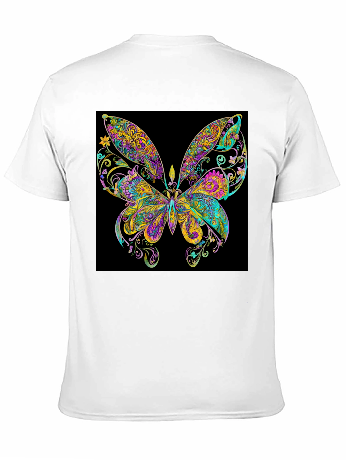 Black Psychedelic Butterfly Graphic Black T-Shirt view 11