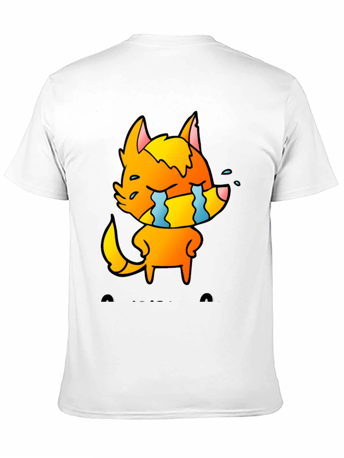 Black Cartoon Crying Fox Graphic Tee - Black view 11