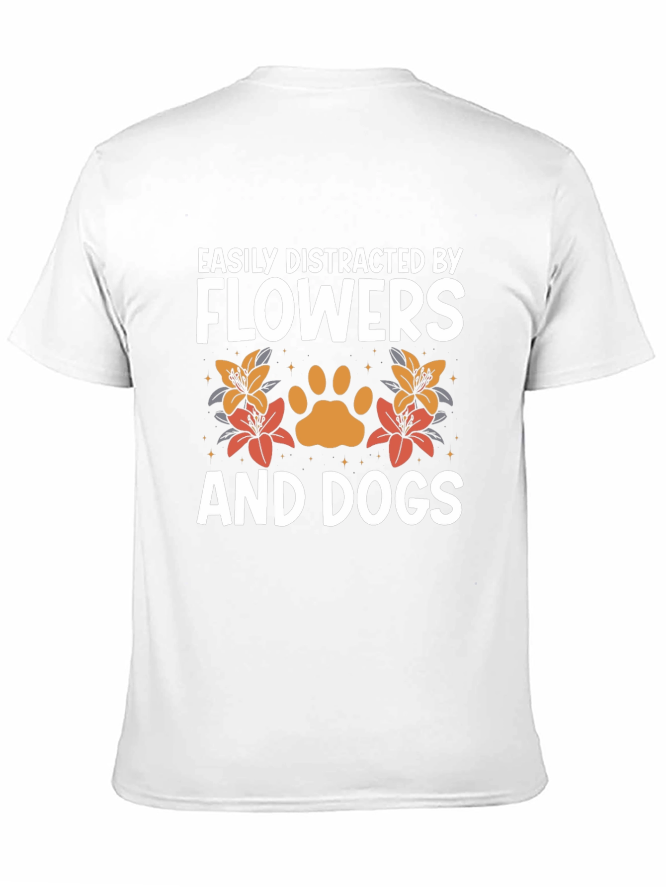 Black Easily Distracted by Flowers and Dogs Tee view 11