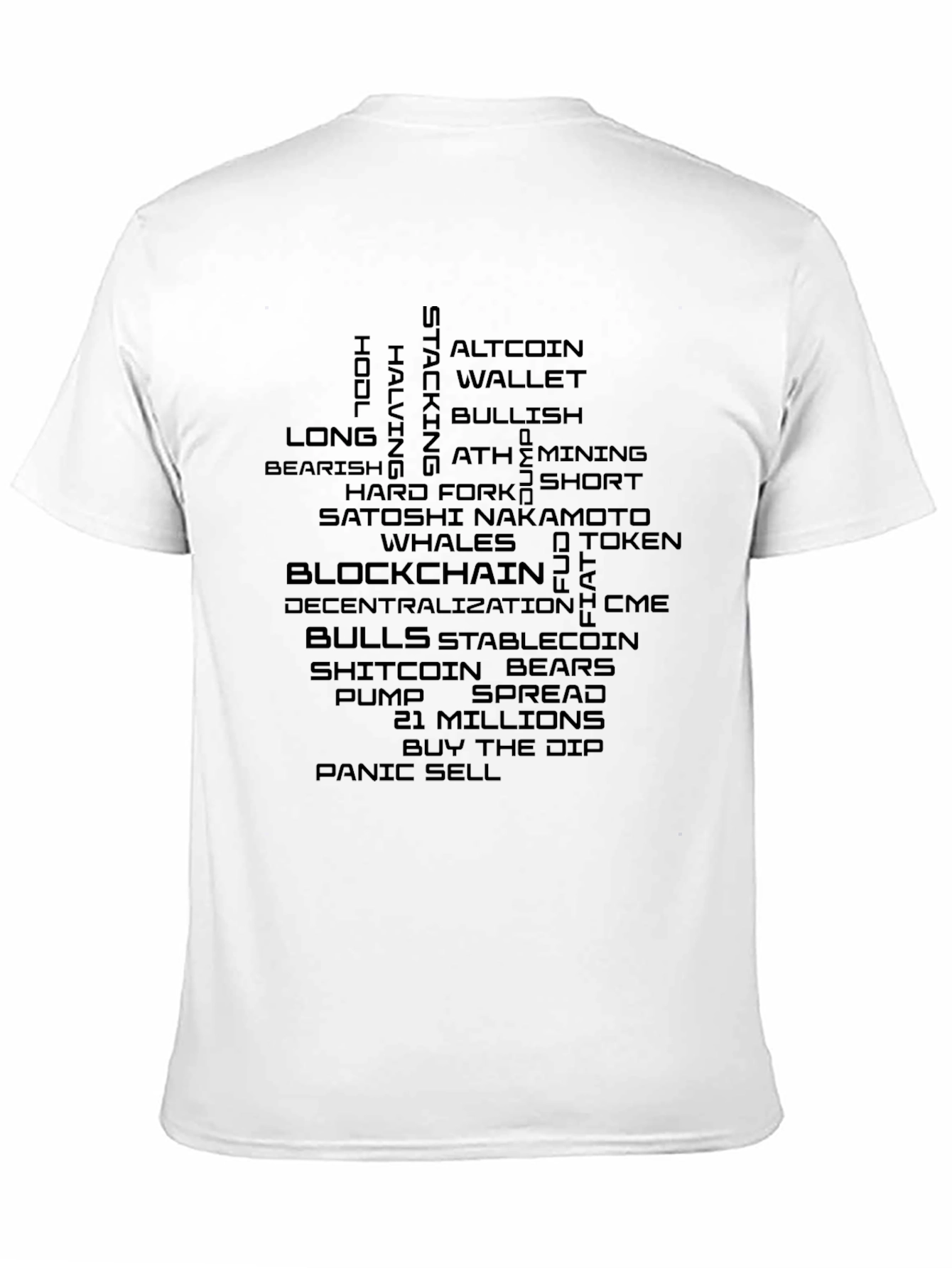 Black Crypto Word Art T-Shirt - Blockchain HODL view 11