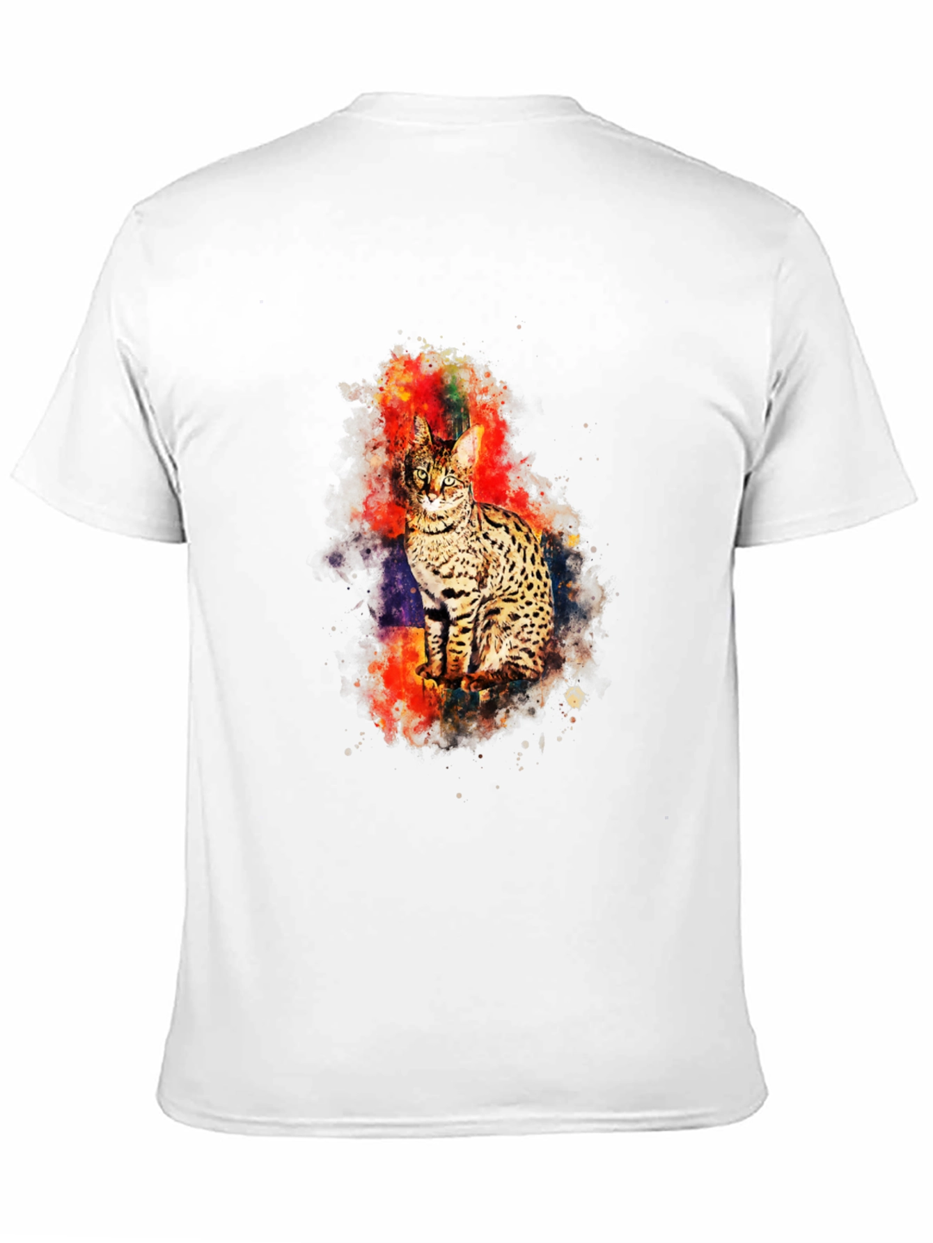 Black Savannah Cat Watercolor Graphic T-Shirt view 11