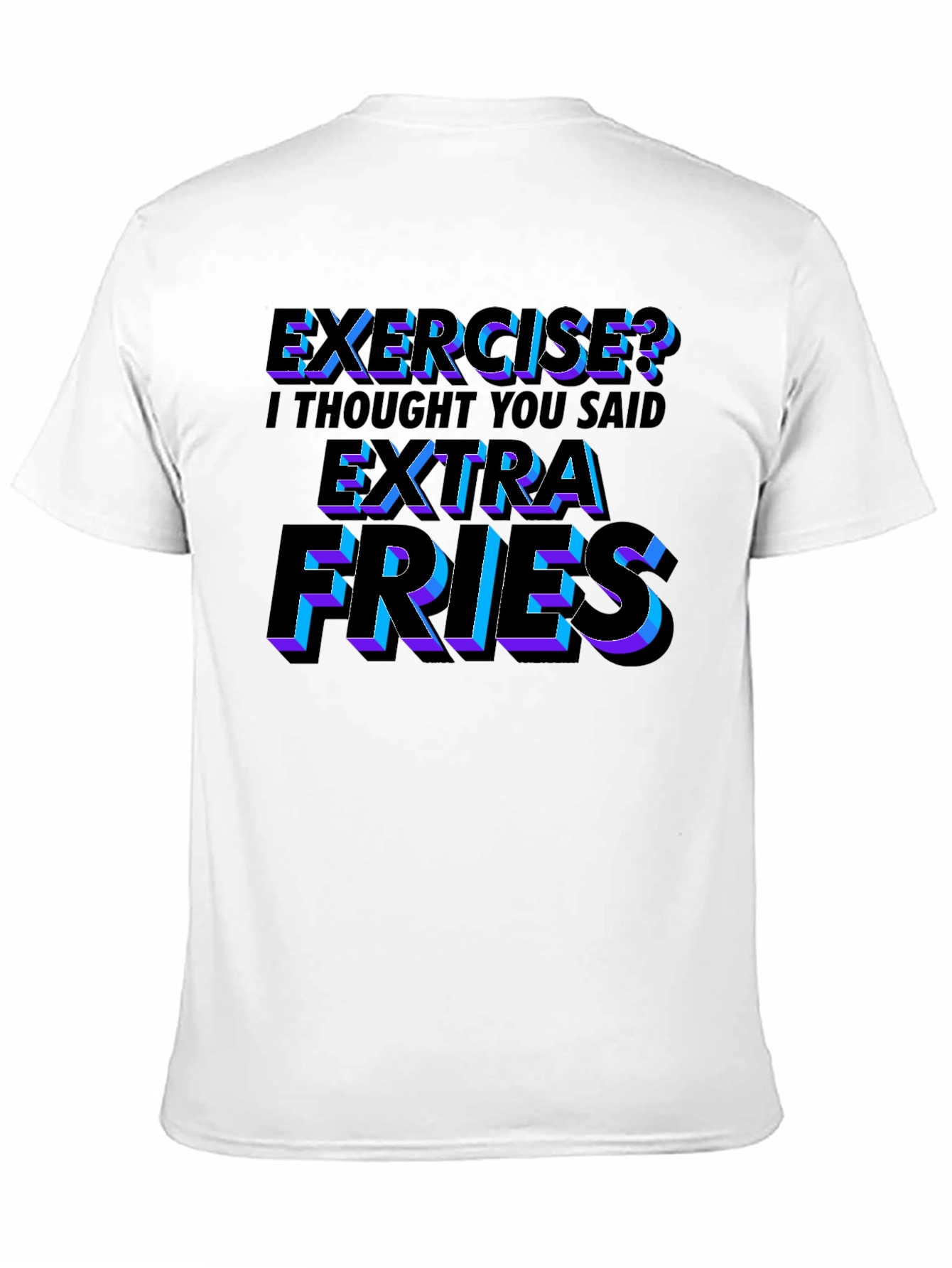 Black Funny Exercise? Extra Fries Men's Black T-Shirt view 11