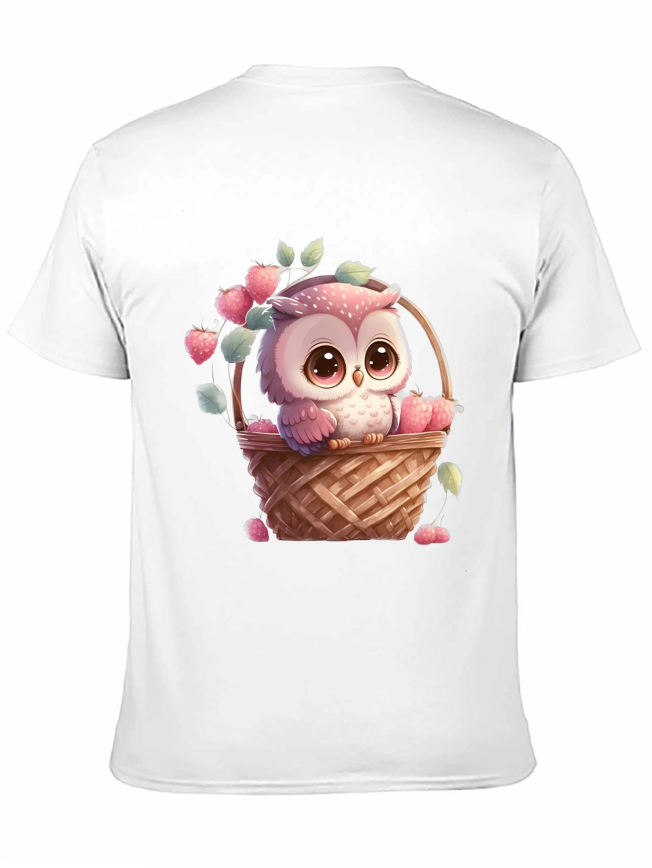 Black Owl in Basket T-Shirt: Cute Cartoon Graphic Tee view 11