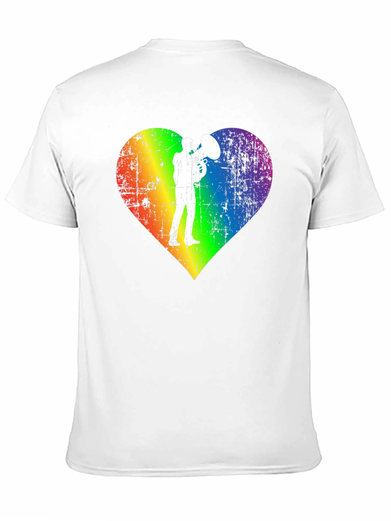 Black Rainbow Heart Tuba Player Black T-Shirt view 11
