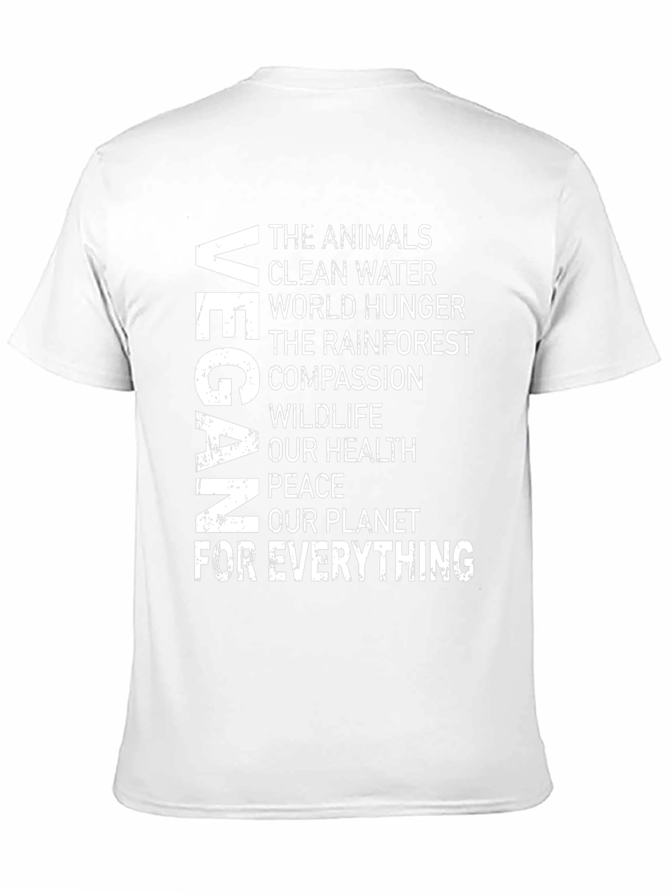 Black Vegan Message T-Shirt: Animals, Water, Hunger, Health, Peace, Planet view 11