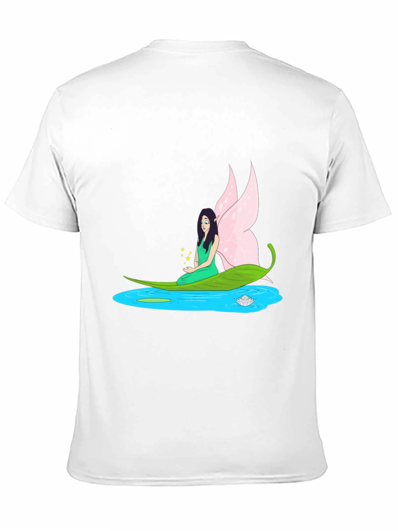 Black Fairy Water Lily Leaf Boat Black T-Shirt view 11