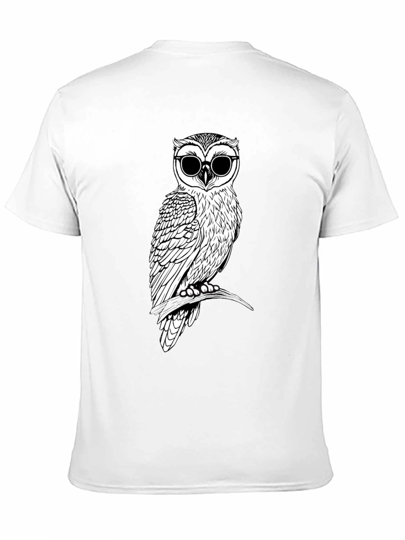 Black Cool Owl Graphic Tee - Black Cotton T-Shirt view 11
