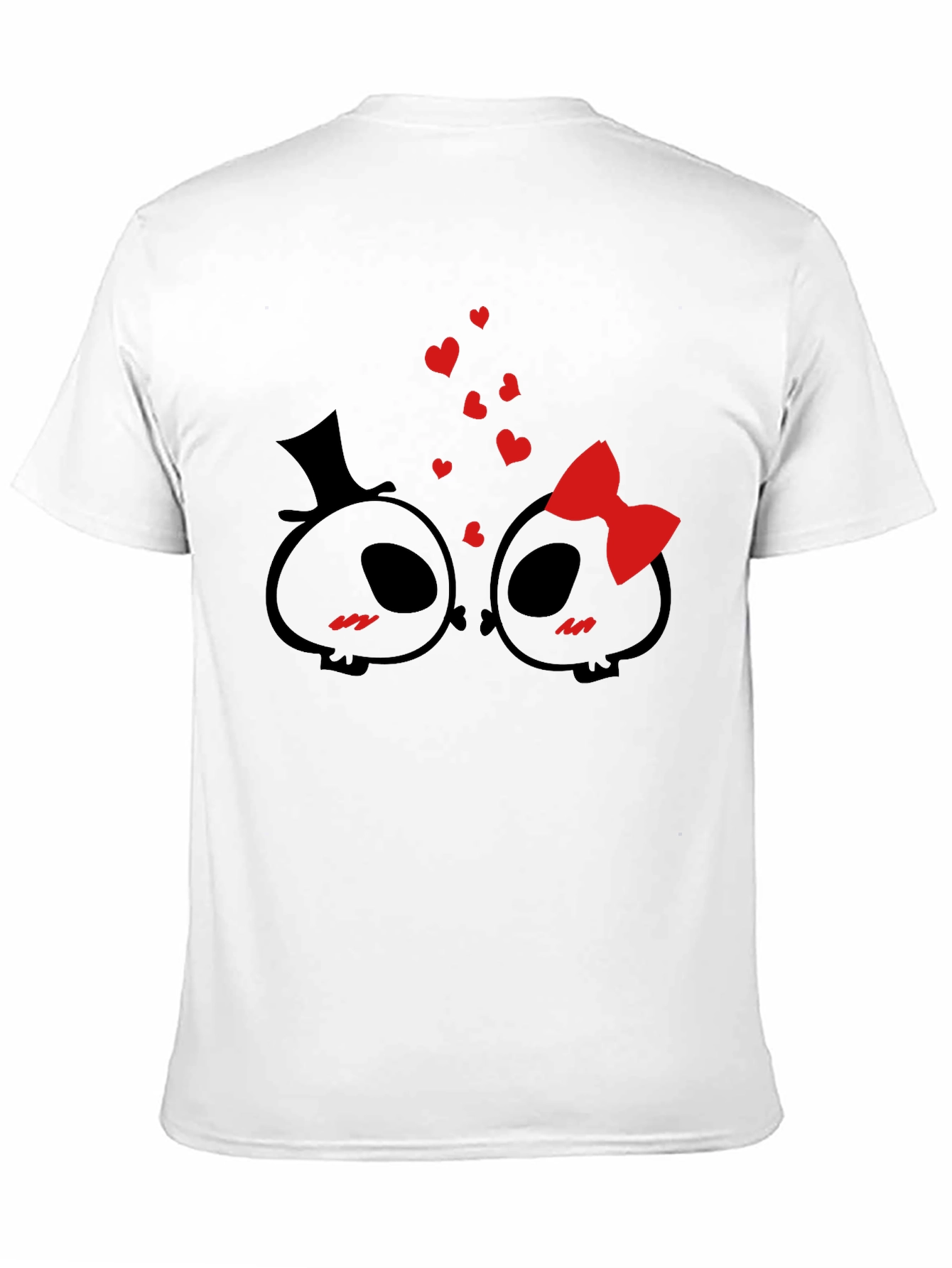 Black Cute Skull Couple Valentine's Day T-Shirt view 11