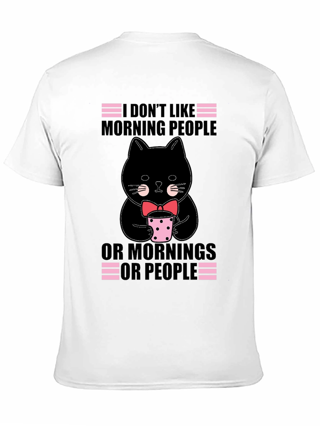 Black Funny Cat T-Shirt - I Don't Like Morning People view 11