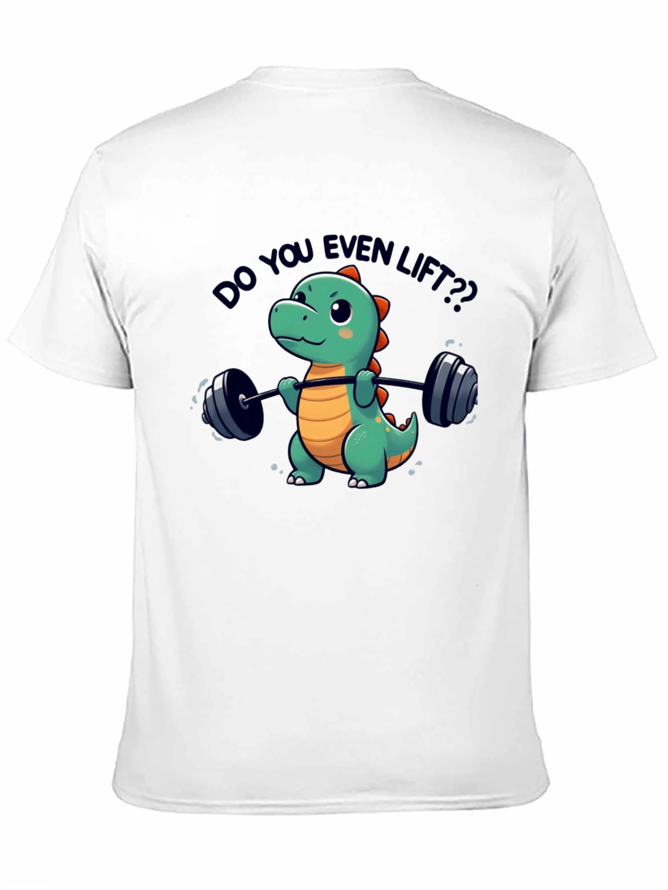 Black Funny Dinosaur Lifting Weights T-Shirt view 11