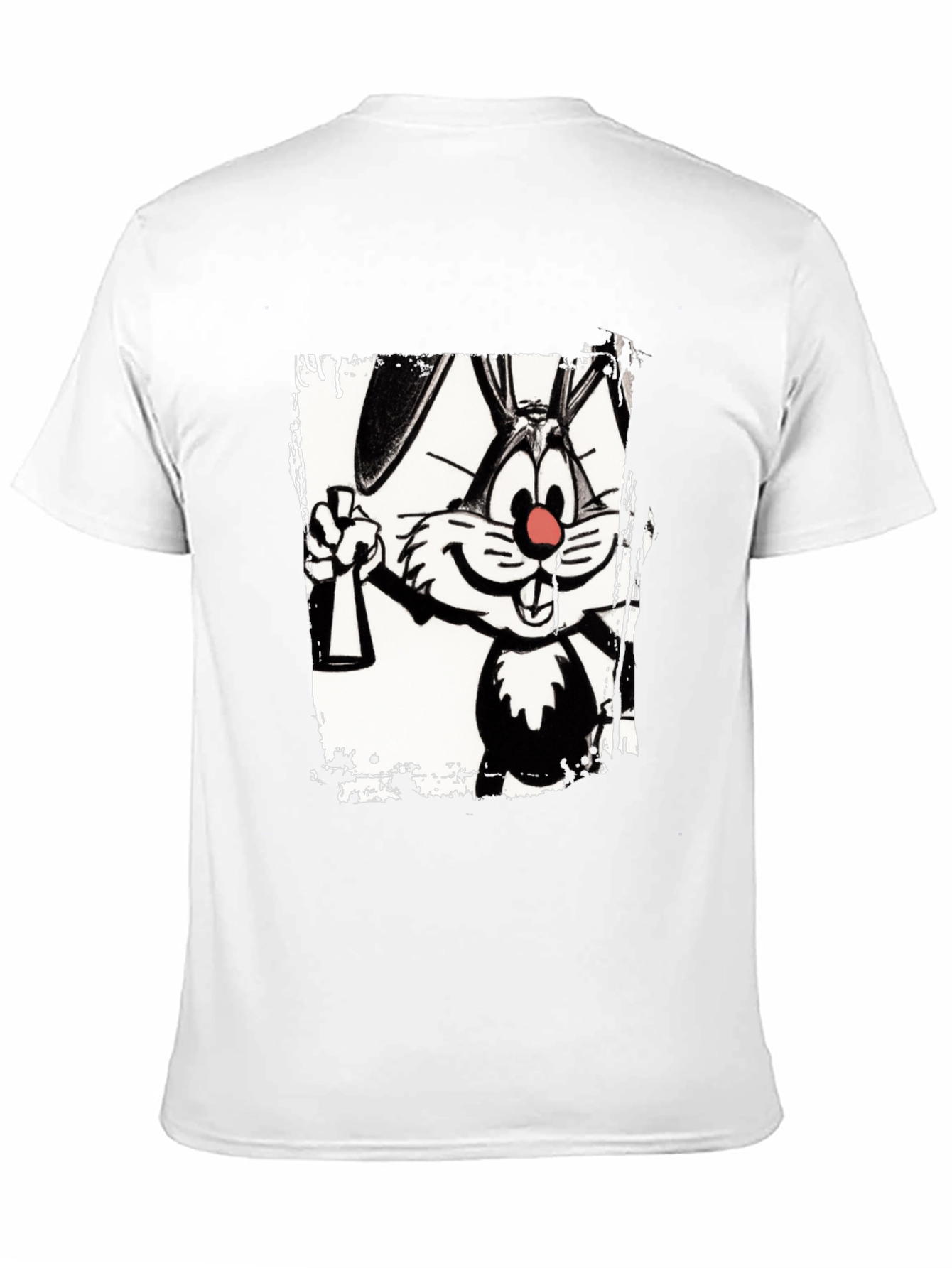 Black Cartoon Rabbit Graphic Black T-Shirt view 11