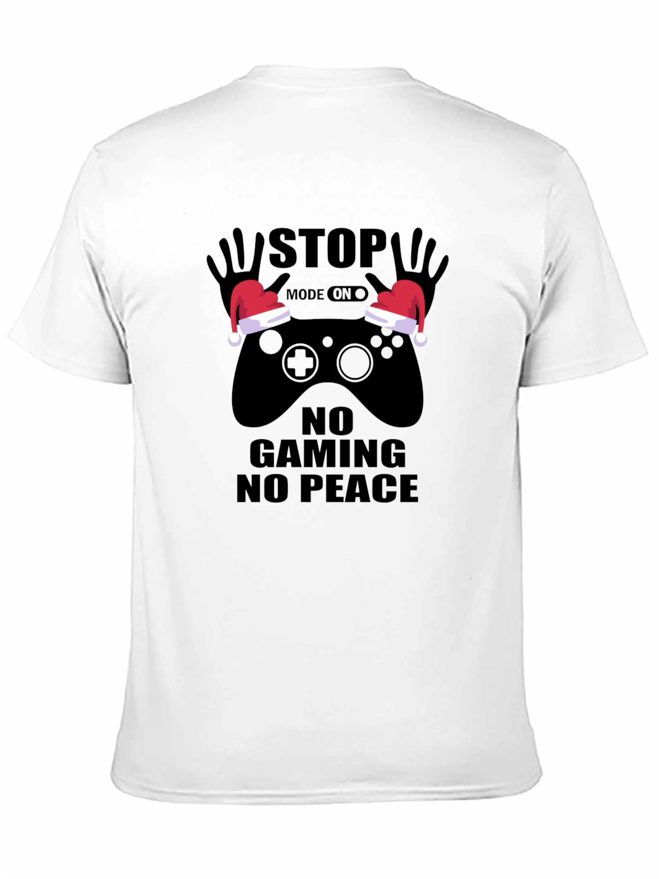 Black Funny Gamer Christmas T-Shirt - Stop Gaming No Peace view 11