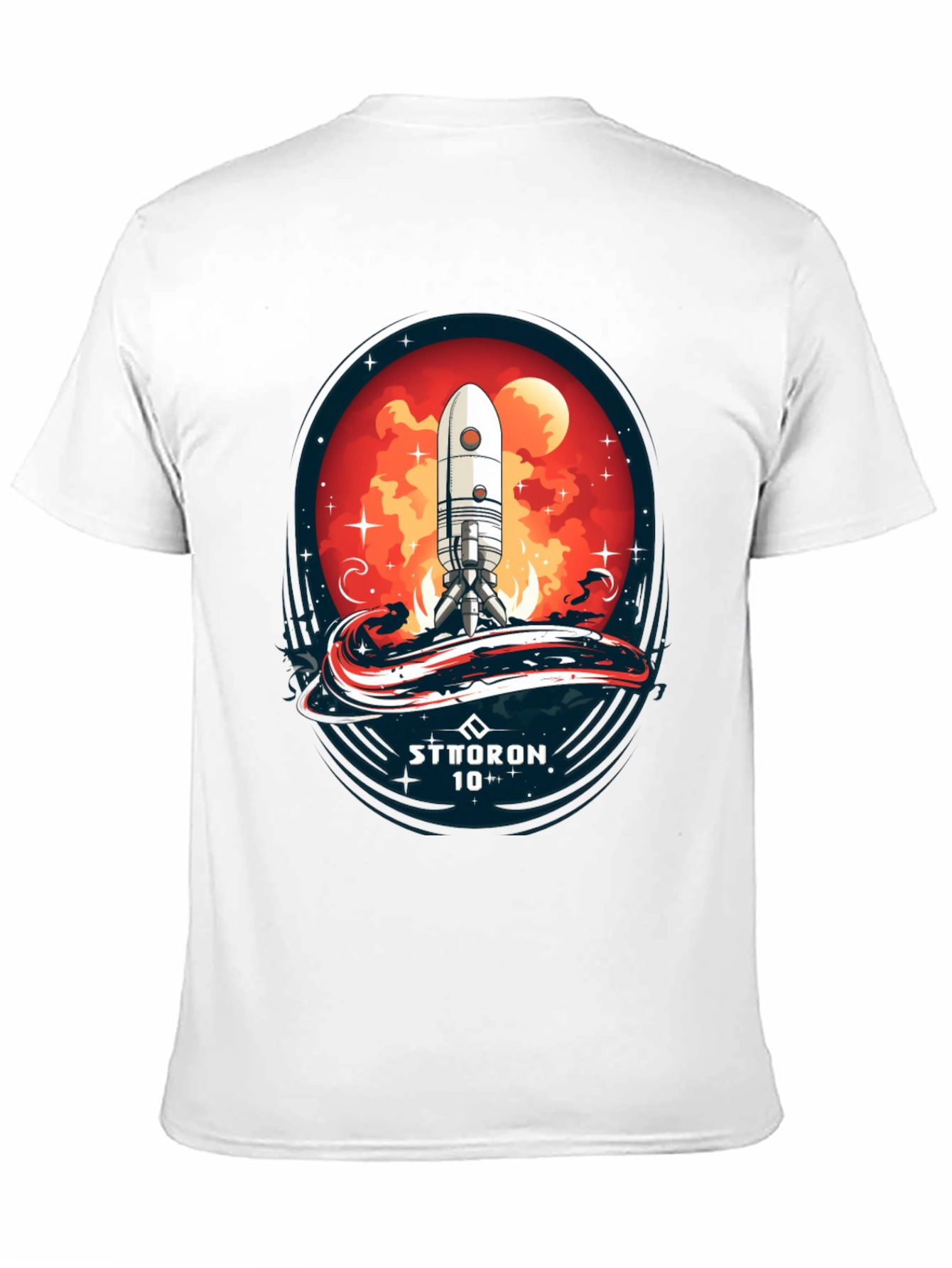 Black Sci-Fi Rocket Launch T-Shirt - Sttoron 10+ view 11