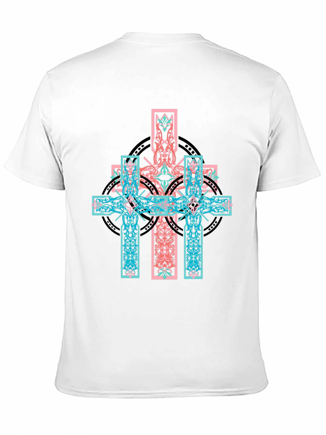 Black Celtic Cross Graphic Print Black T-Shirt view 11
