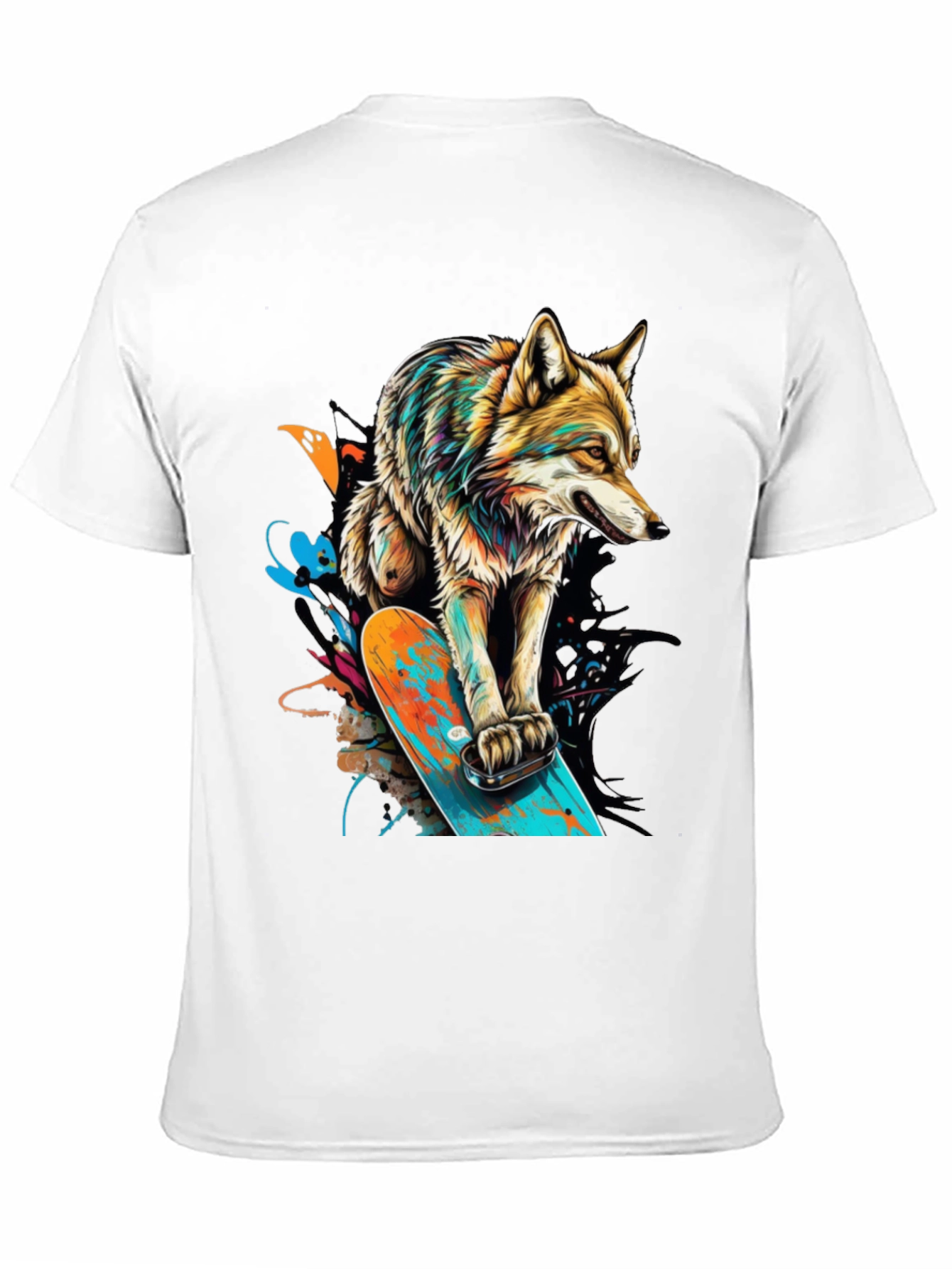 Black Wolf Skateboard Graphic T-Shirt - Urban Streetwear view 11