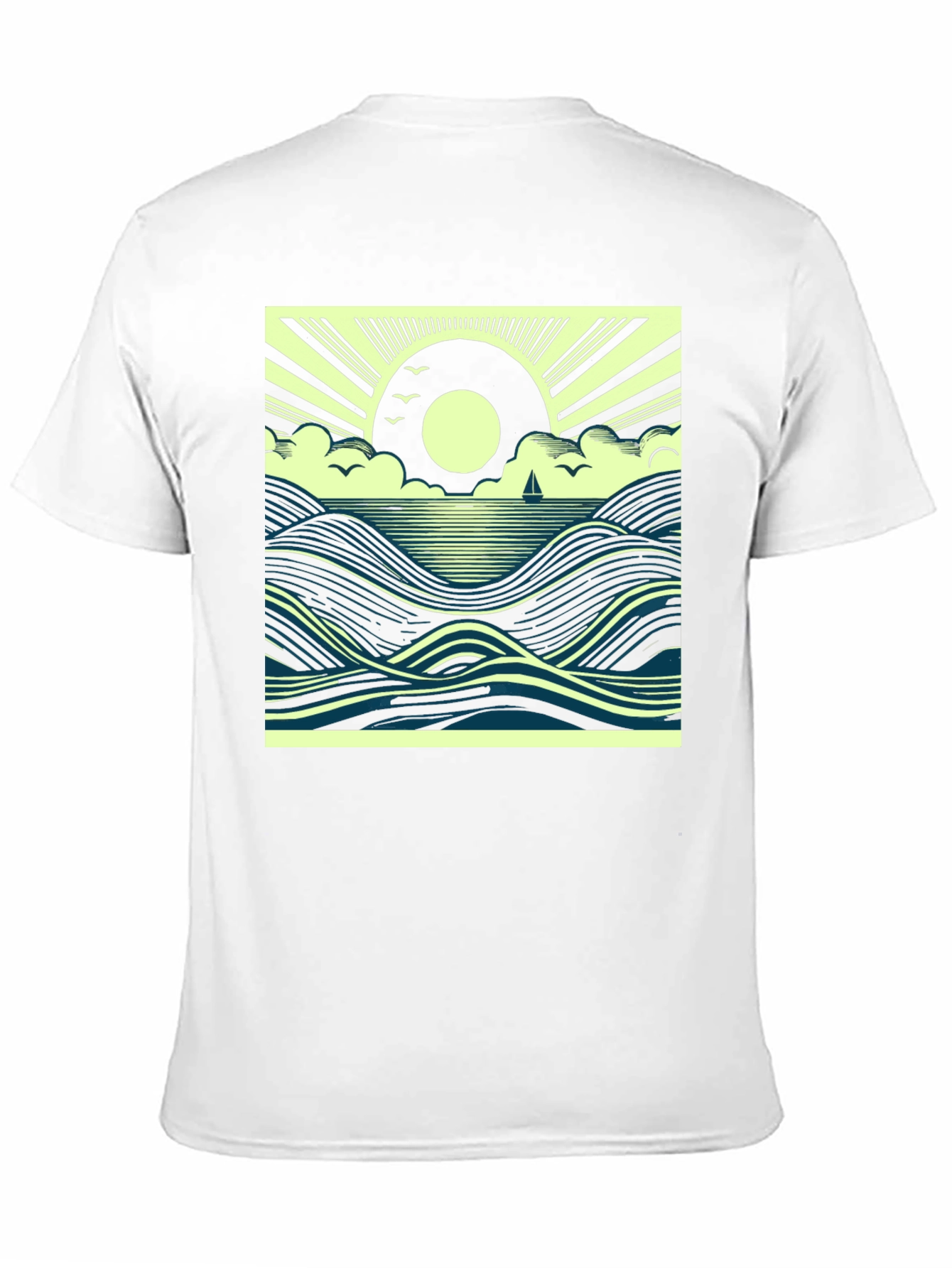 Black Ocean Sunrise Graphic Tee - Black Cotton T-Shirt view 11