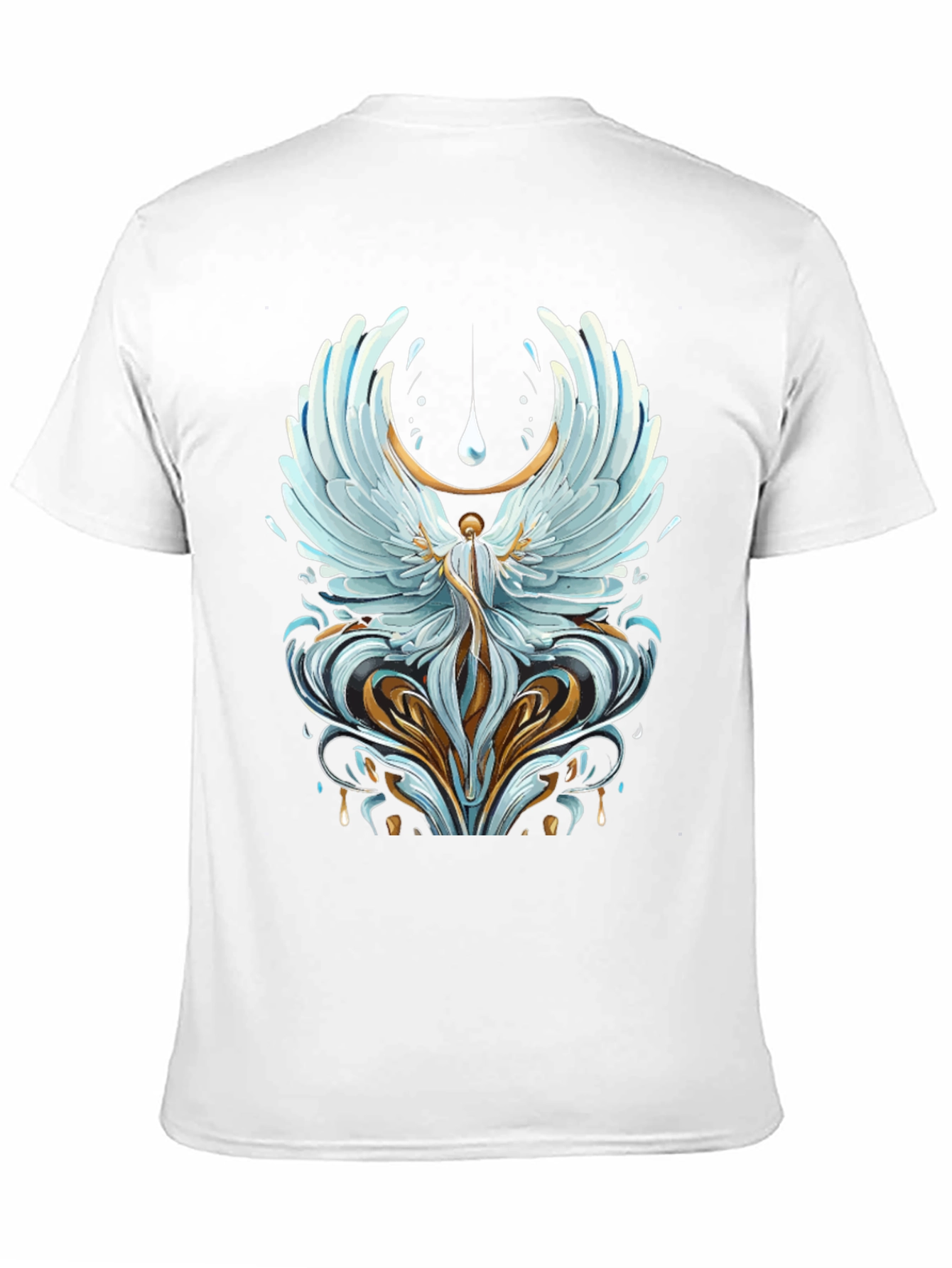 Black Winged Angel Graphic Print Black T-Shirt view 11