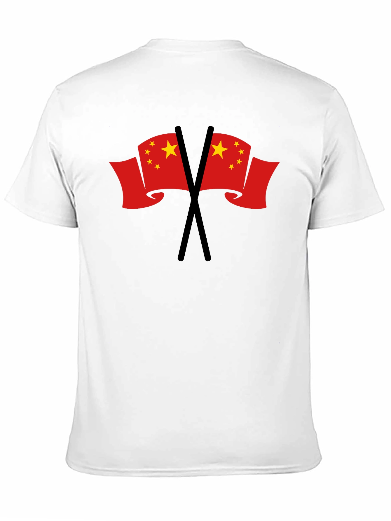 Black China Flag Graphic T-Shirt - Black Crew Neck Tee view 11