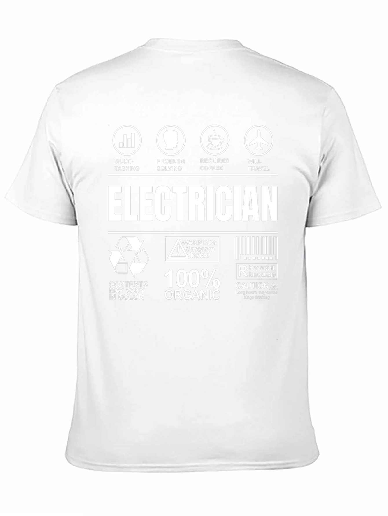 Black Electrician T-Shirt: Multi-Tasking, Coffee, Travel, Sarcasm view 11