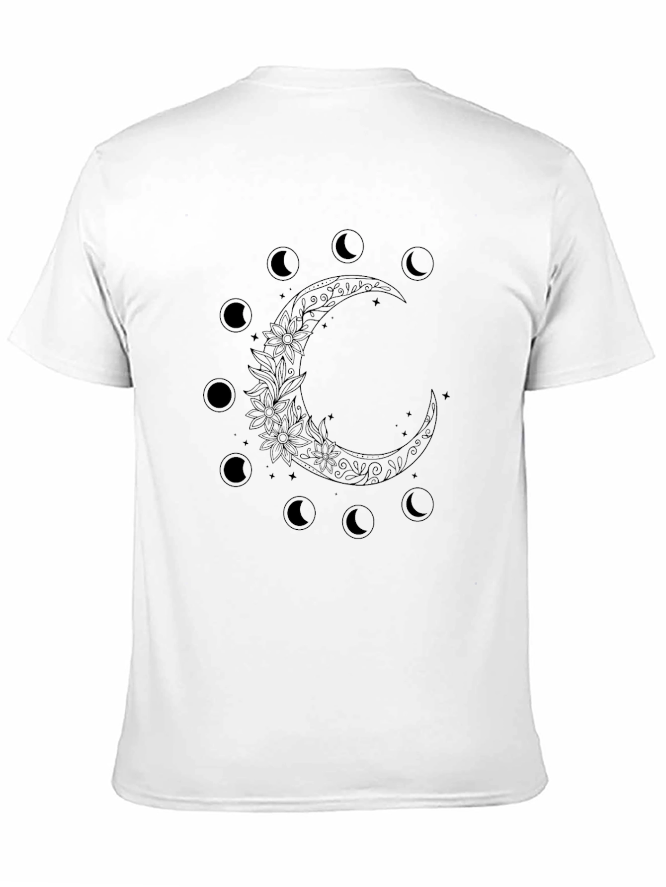 Black Celestial Moon Phases Black Graphic Tee view 11