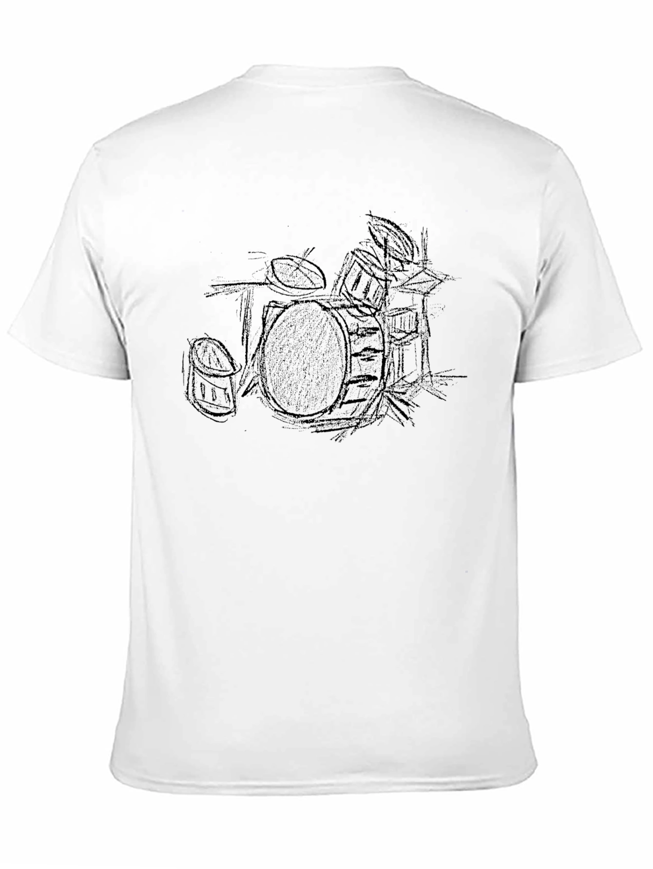 Black Drum Sketch Graphic Tee - Black Cotton T-Shirt view 11