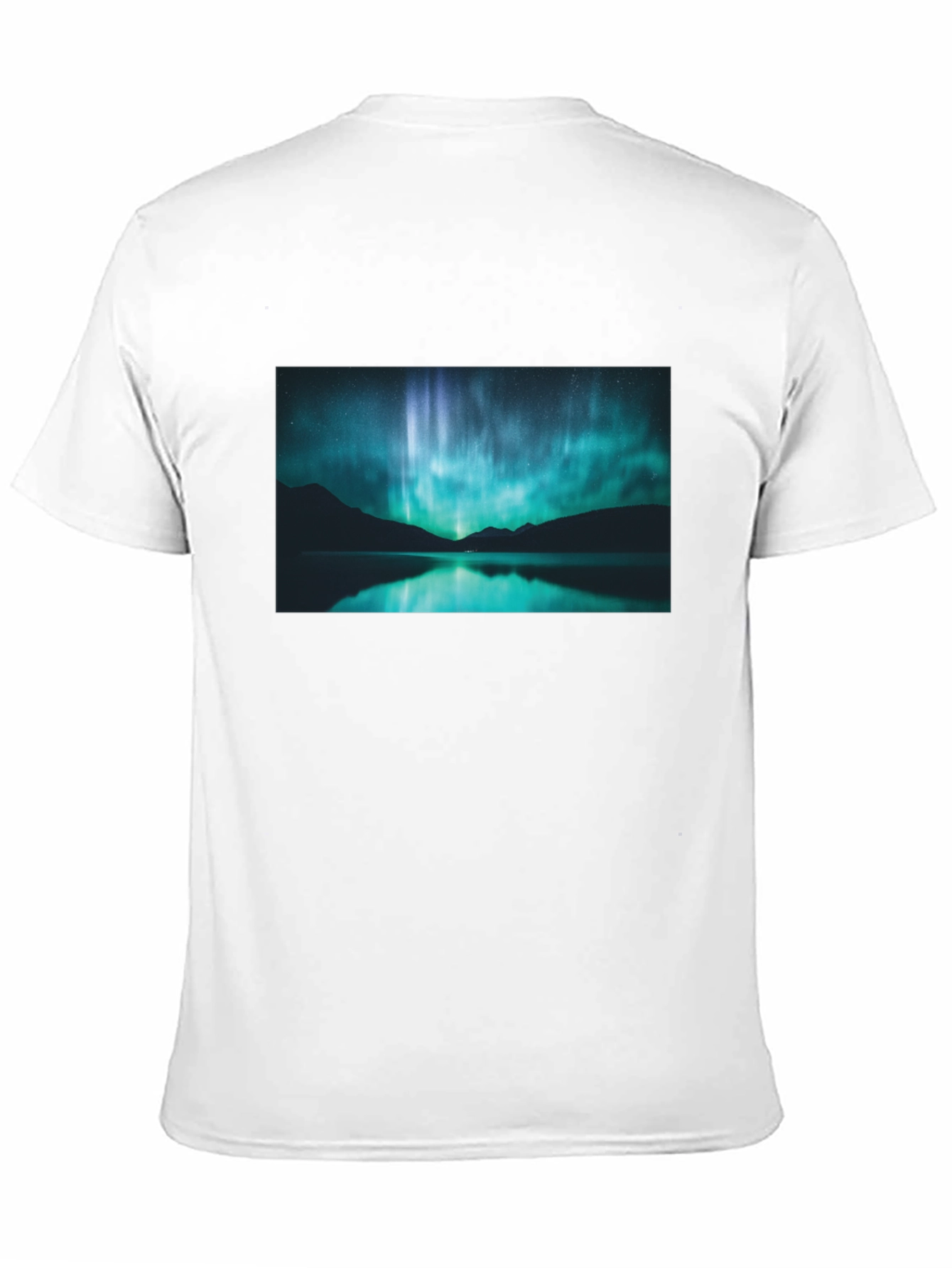 Black Aurora Borealis Graphic Tee - Midnight Lake view 11