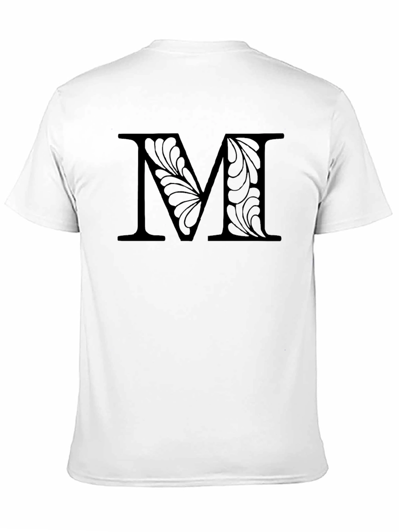 Floral Letter M Black T-Shirt - 11