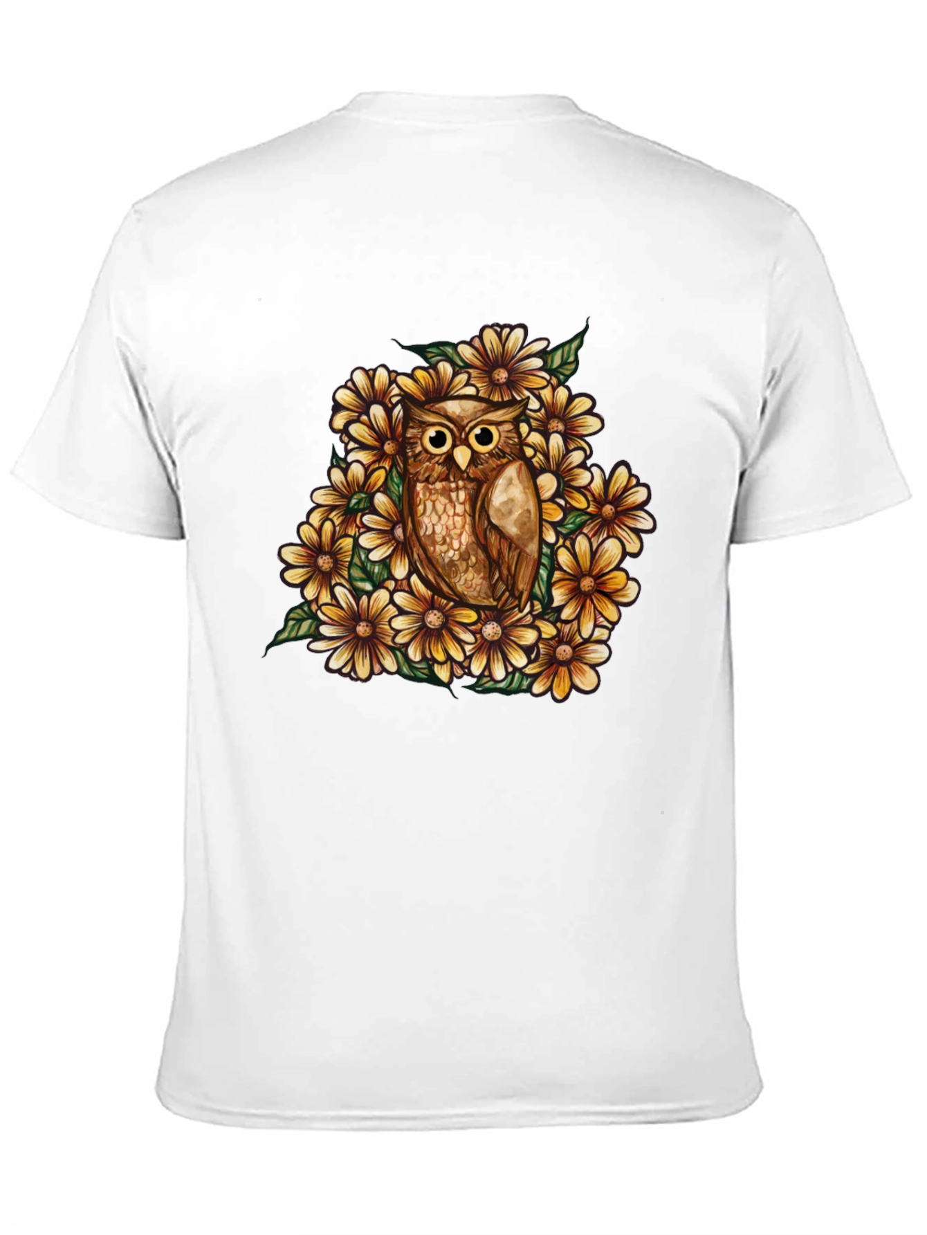 Black Owl & Floral Graphic Black T-Shirt view 11