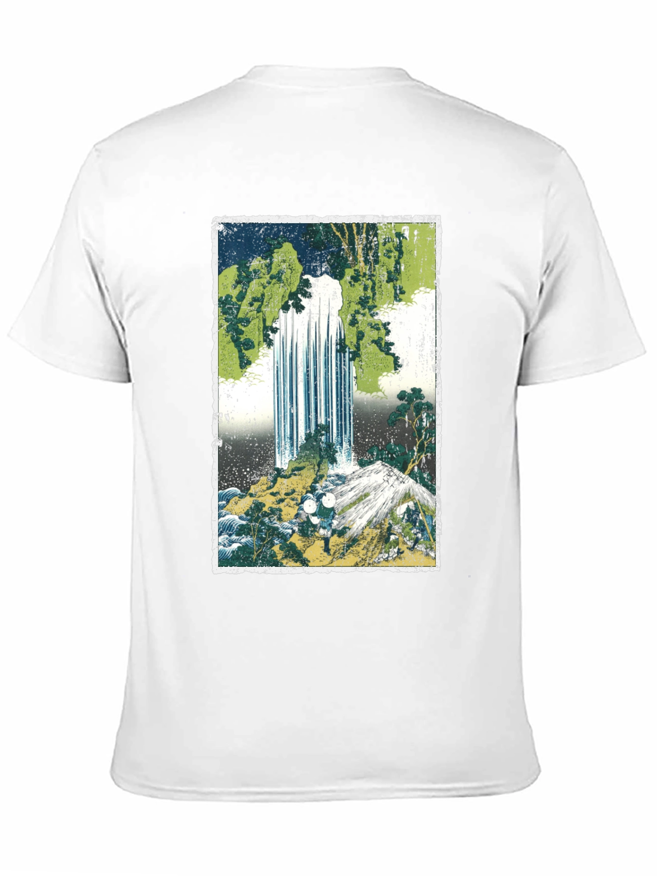 Black Waterfall Graphic Tee - Men's Black Cotton T-Shirt view 11