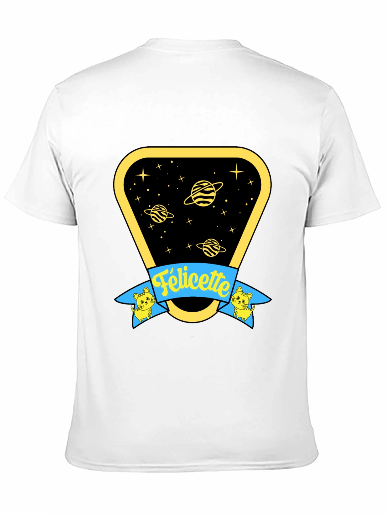 Black Felicette Cat Space T-Shirt - Unisex Cotton Tee view 11