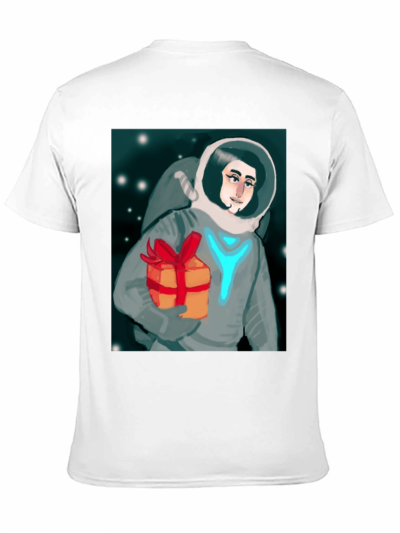 Black Astronaut with Gift Graphic Tee - Black Cotton T-Shirt view 11