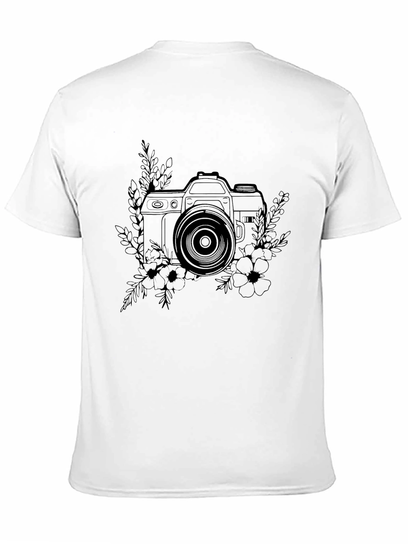 Black Floral Camera Graphic T-Shirt view 11