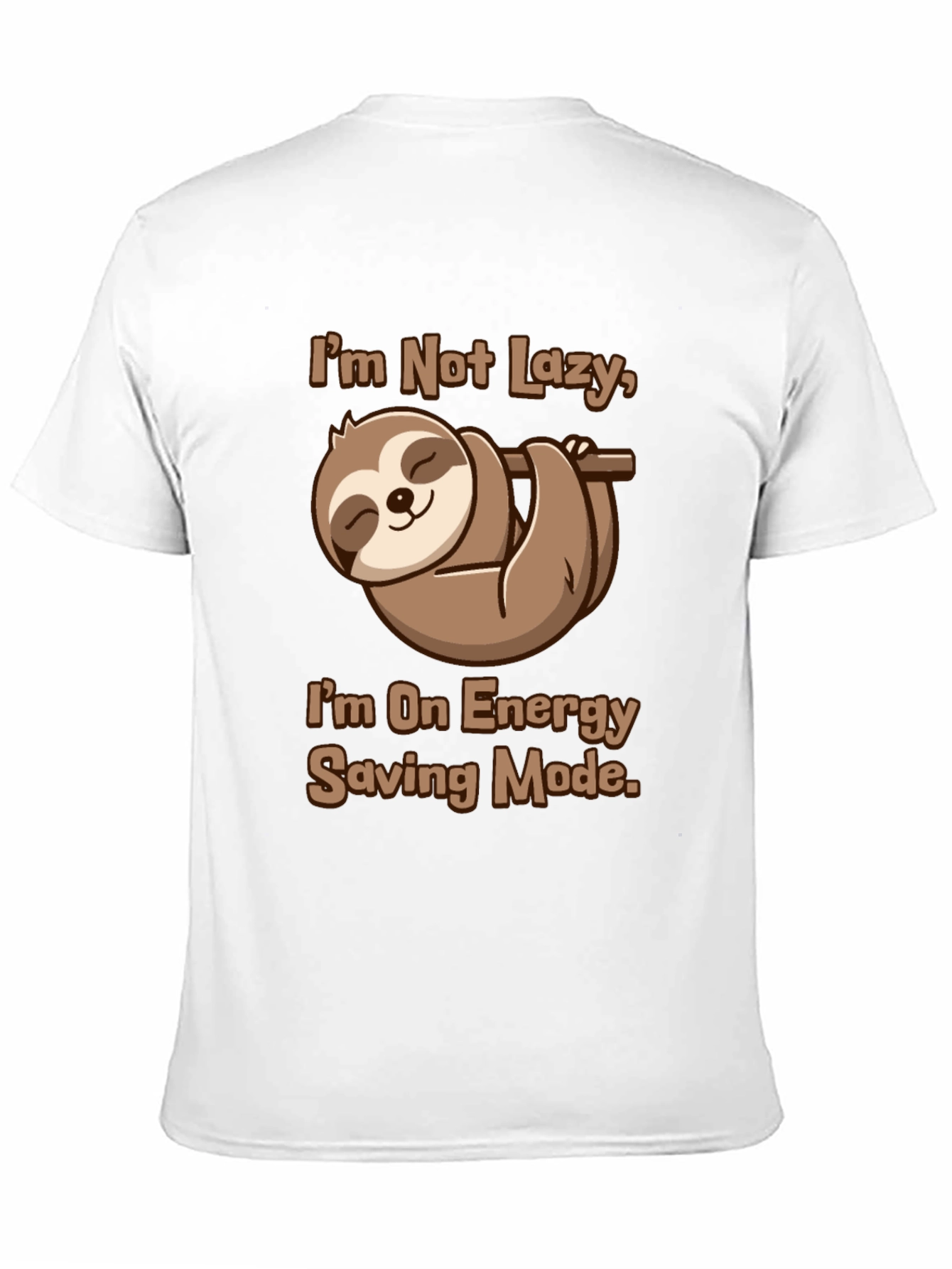 Black Funny Sloth Energy Saving Mode Graphic Tee view 11