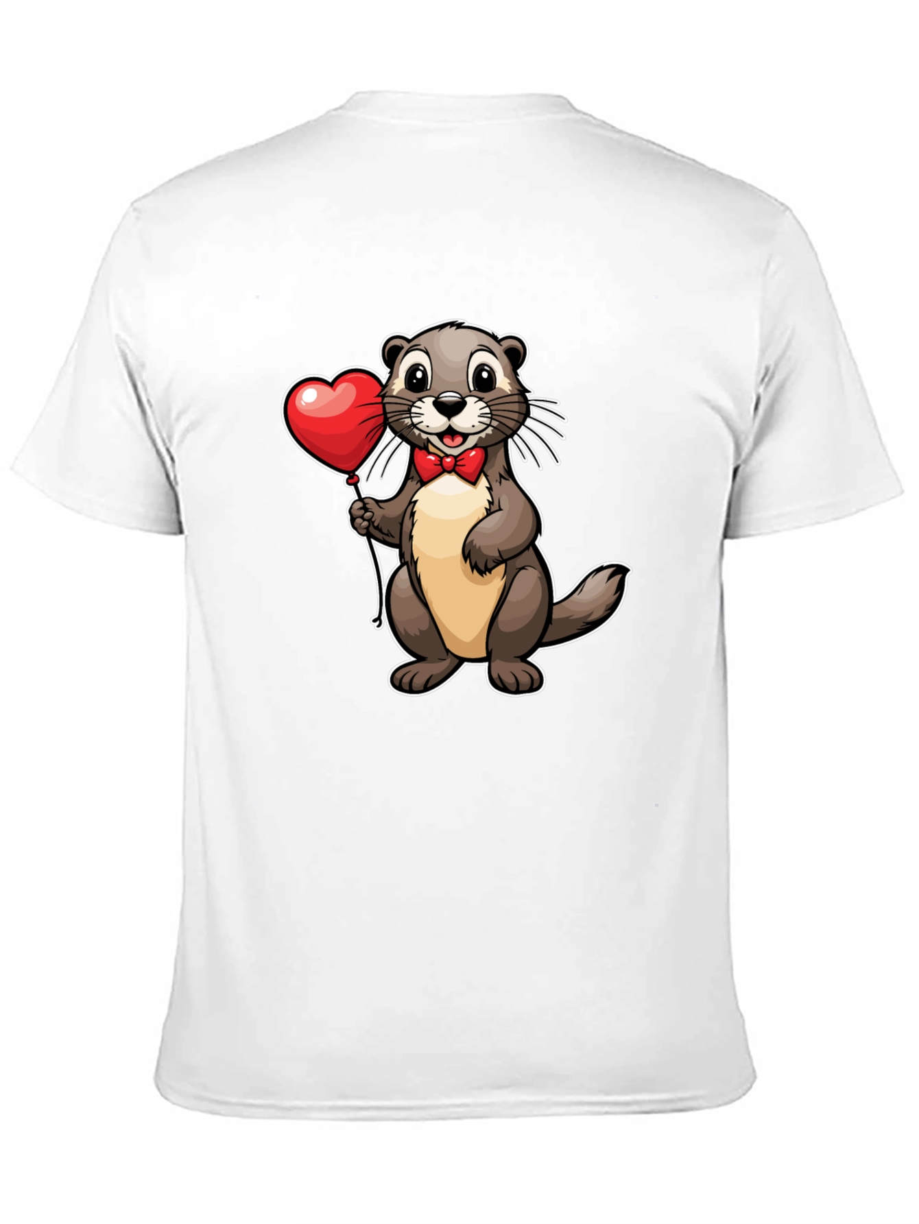Black Otter with Heart Balloon T-Shirt - Valentine's Day Tee view 11