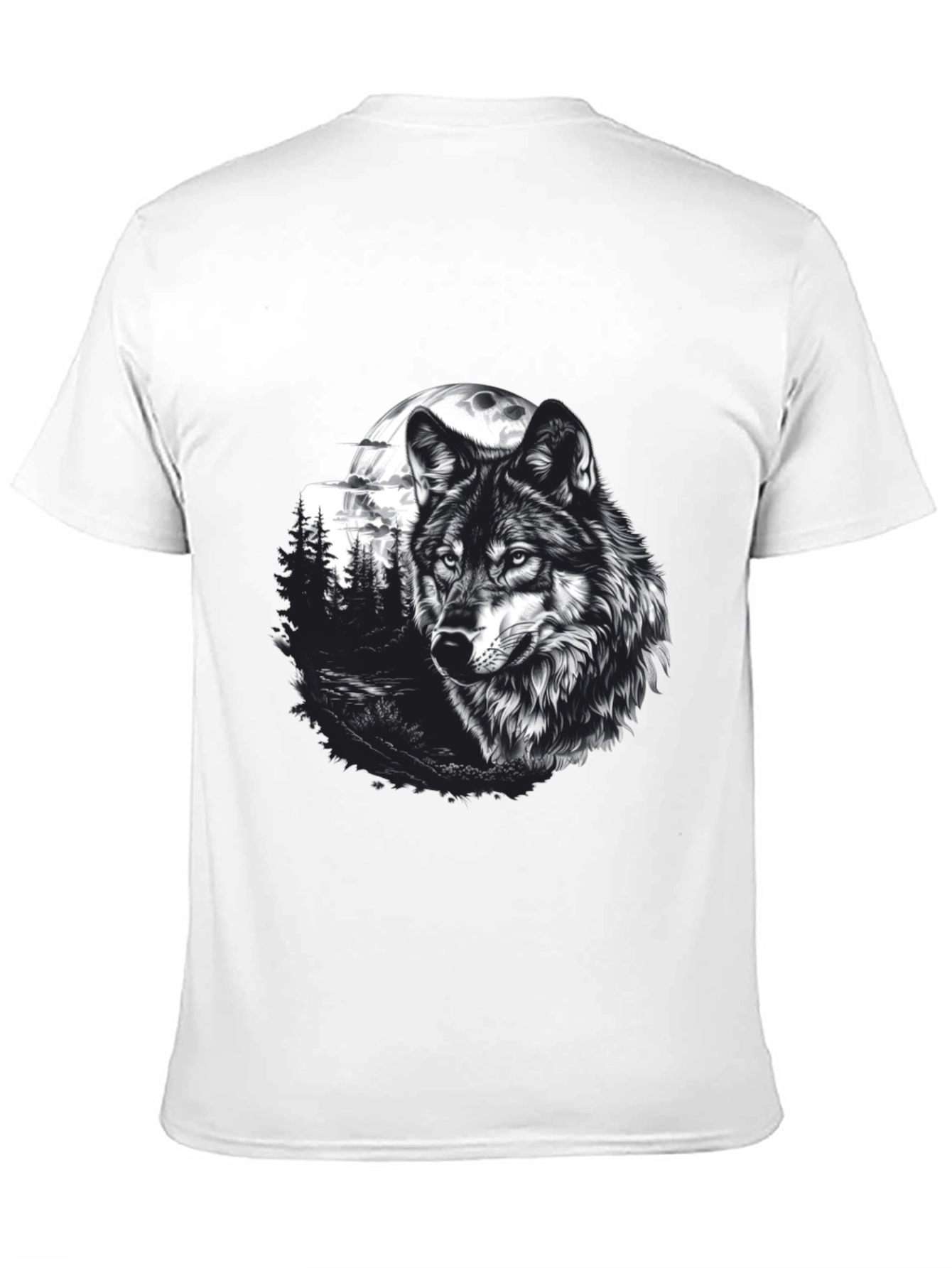 Black Wolf Moon Graphic Tee - Black Cotton T-Shirt view 11