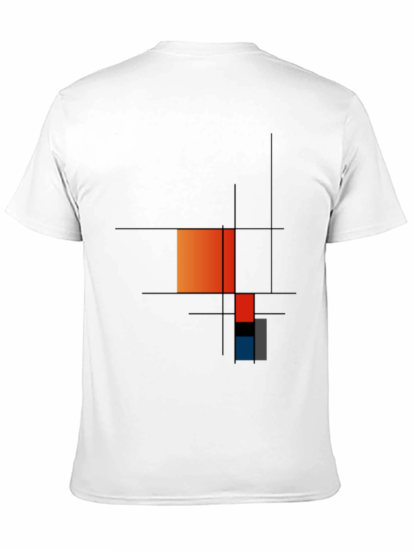 Black Modern Art Graphic Tee - Geometric Mondrian Style view 11