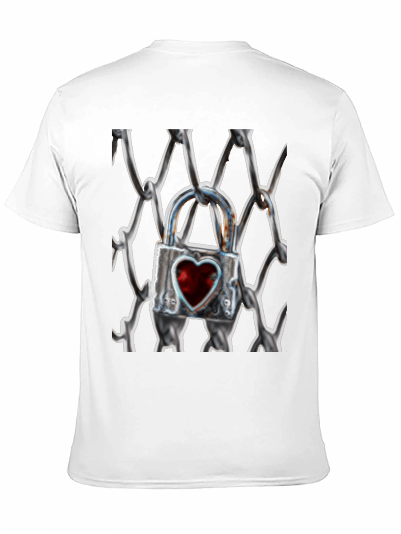 Black Heart Lock on Chains T-Shirt view 11