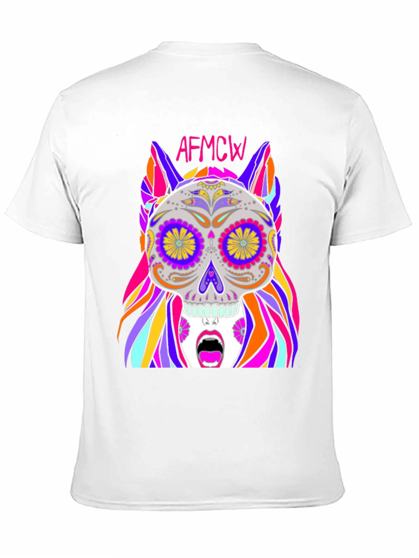 Black Colorful Sugar Skull Graphic Tee - Unique Design view 11
