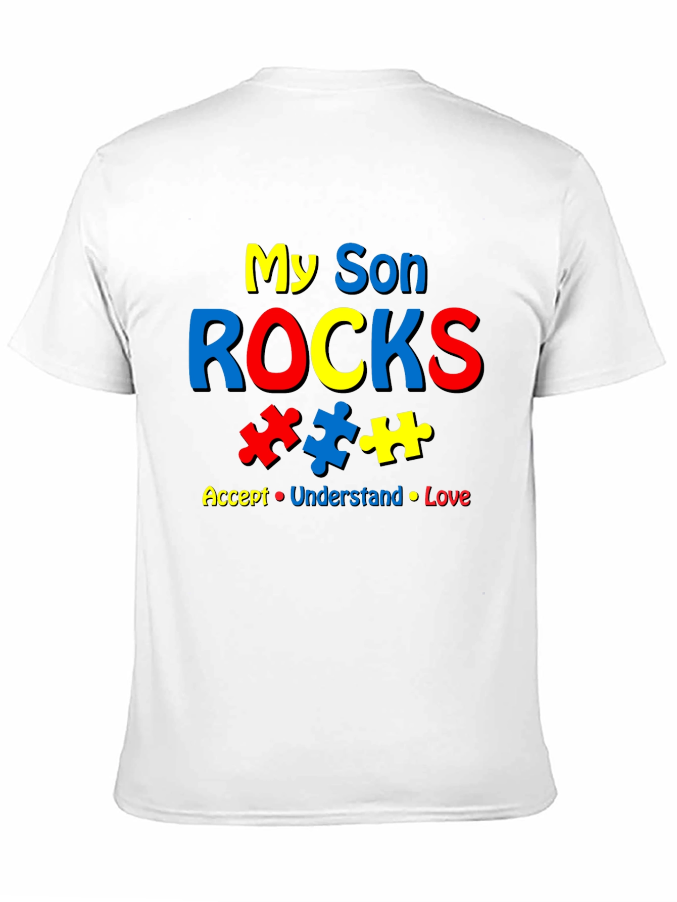 Black My Son Rocks Autism Awareness T-Shirt view 11