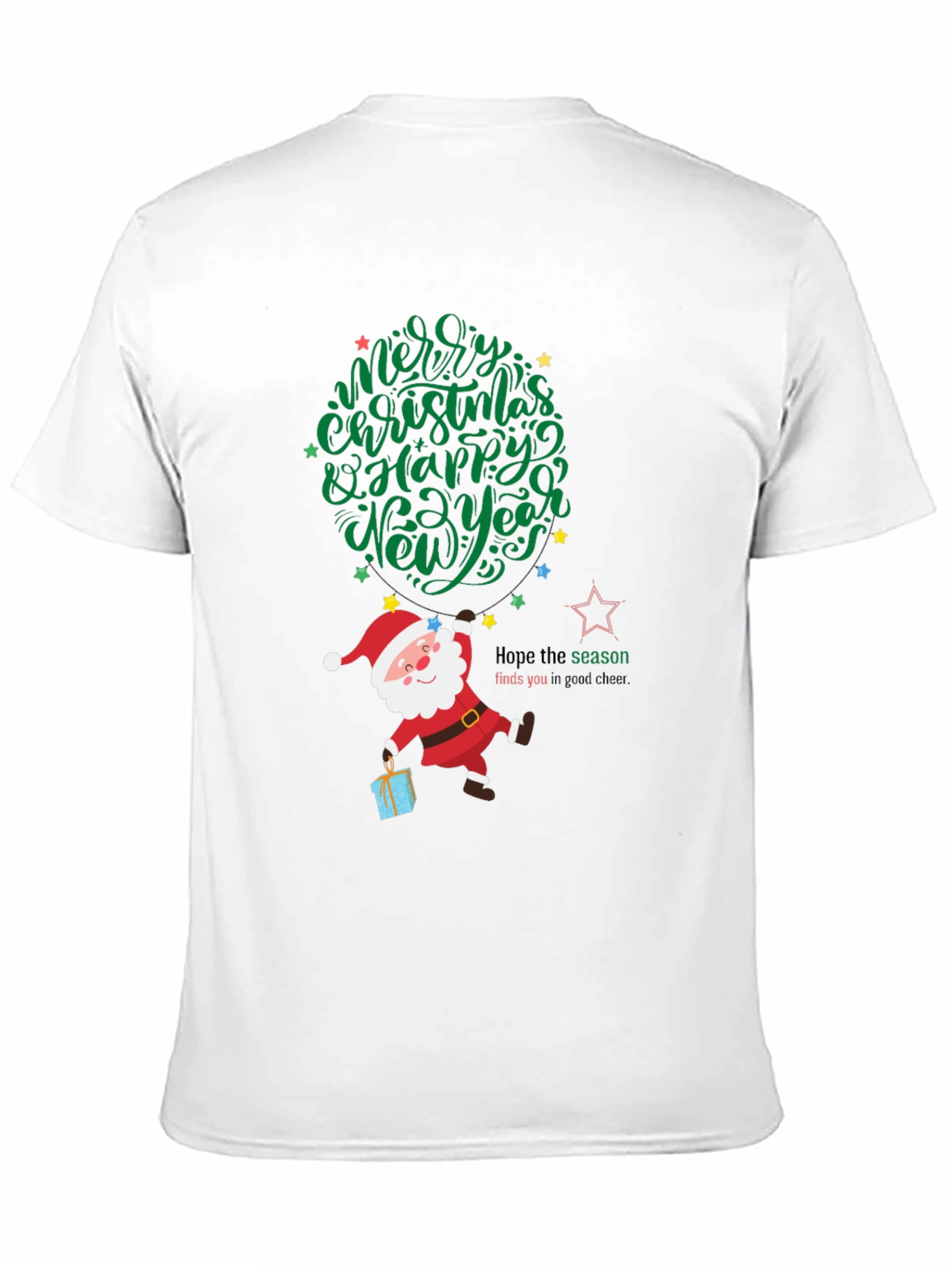 Black Festive Santa Graphic Tee - Merry Christmas & Happy New Year view 11