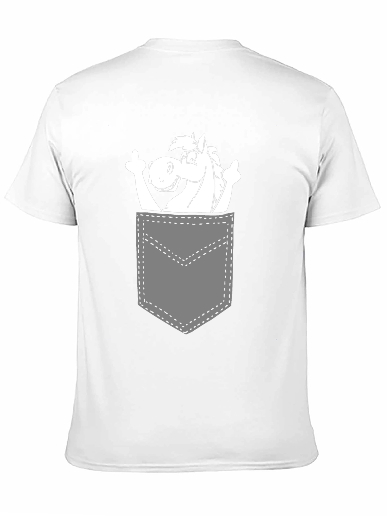 Black Horse in Pocket Graphic Tee - Quirky Black T-Shirt view 11