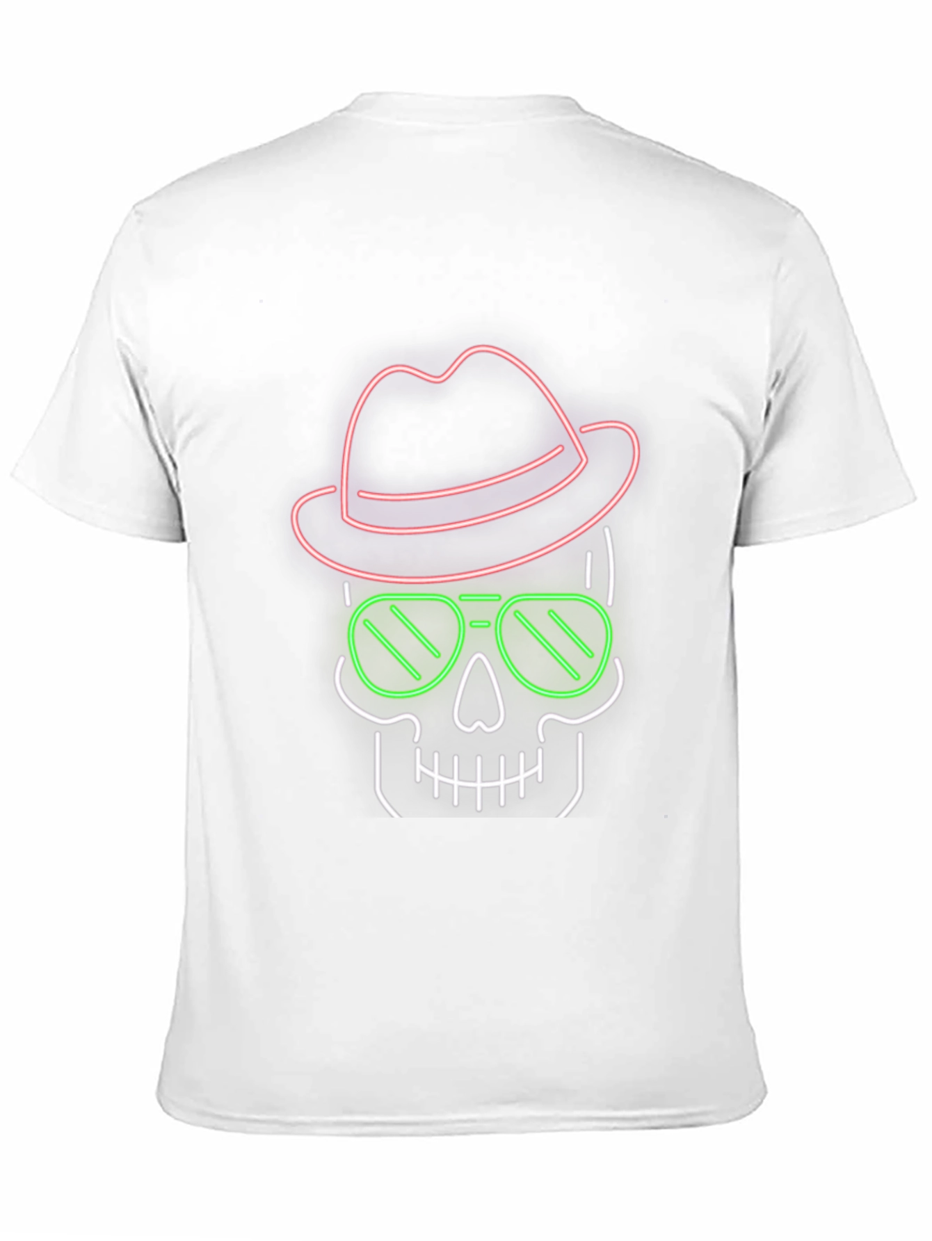 Black Neon Skull T-Shirt - Hat & Sunglasses Graphic Tee view 11