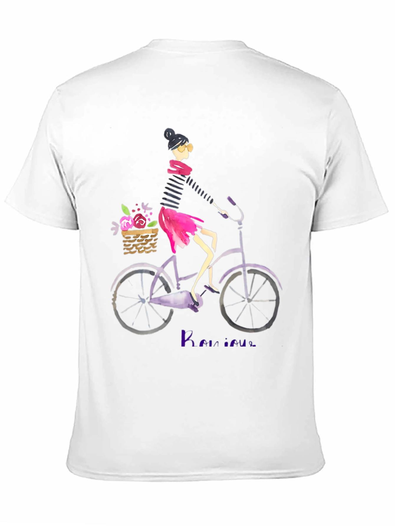 Black Woman on Bicycle Graphic Tee - Casual Black T-Shirt view 11