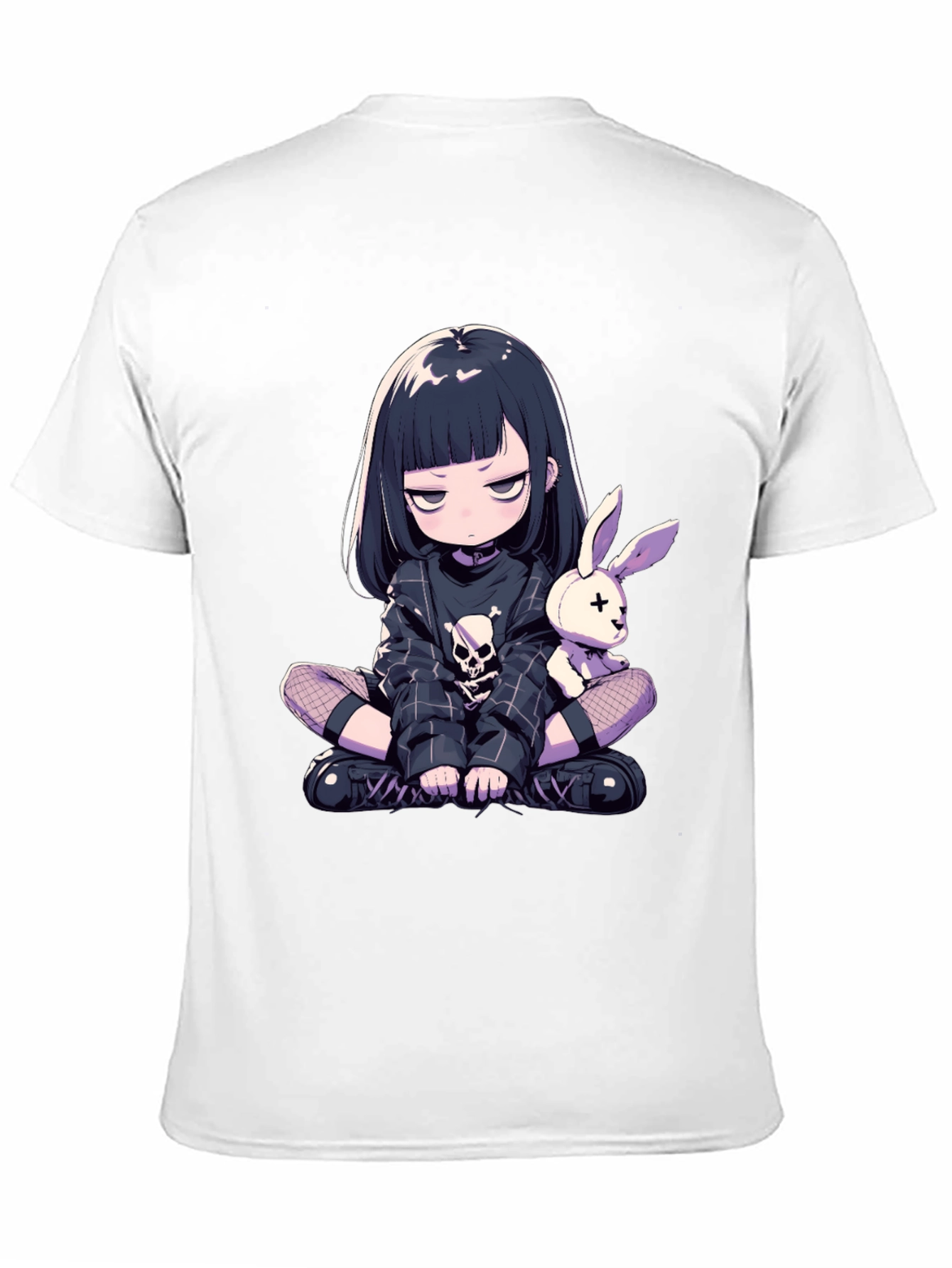 Black Anime Goth Girl T-Shirt view 11