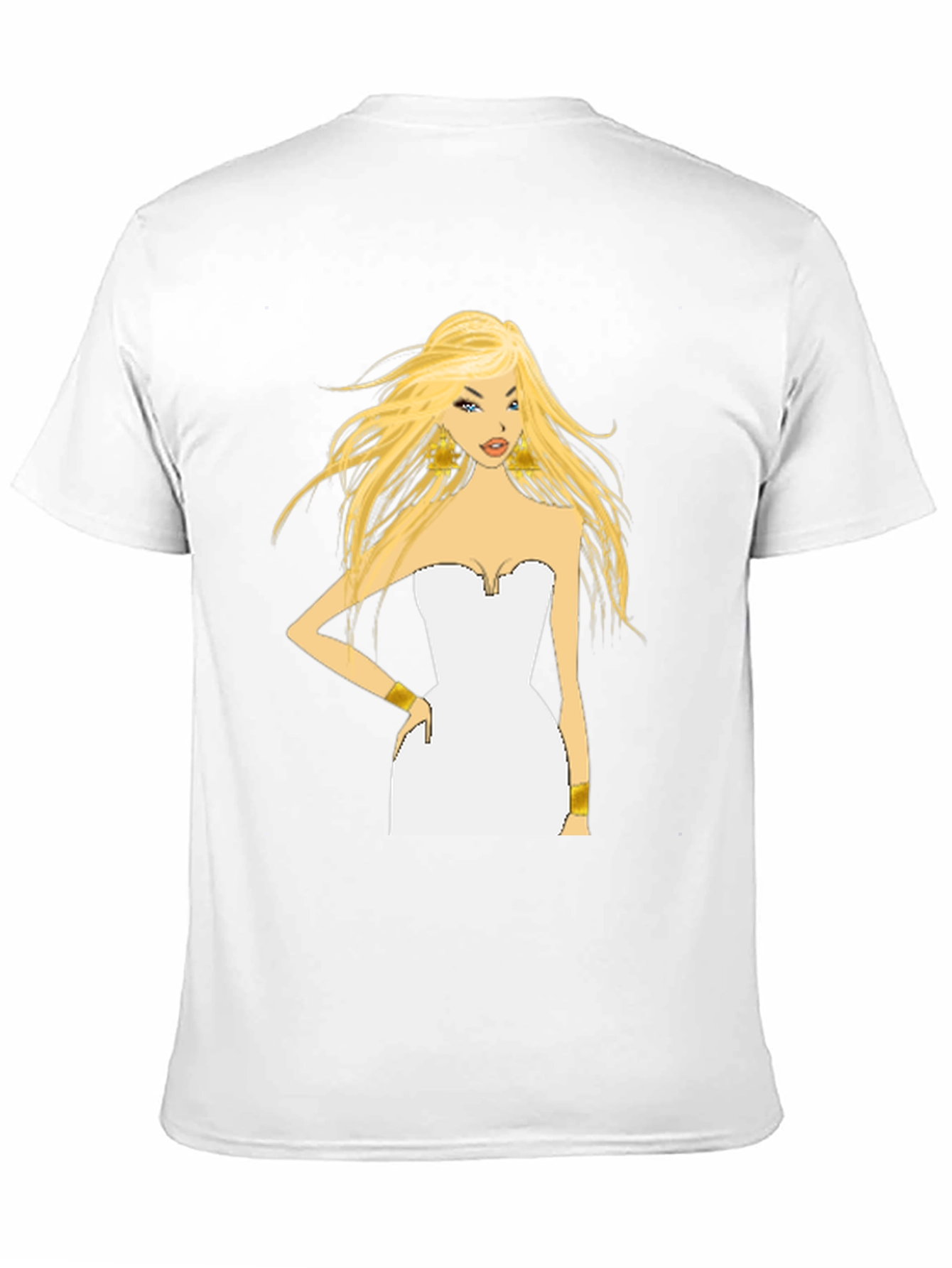 Black Blonde Cartoon Woman Black T-Shirt view 11
